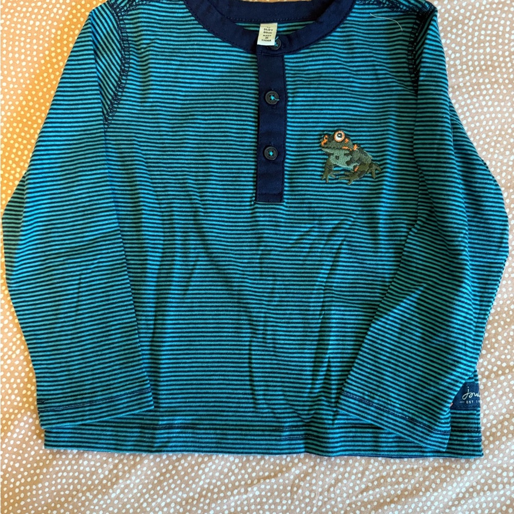Joules Blue Long Sleeve Tee with Stripes